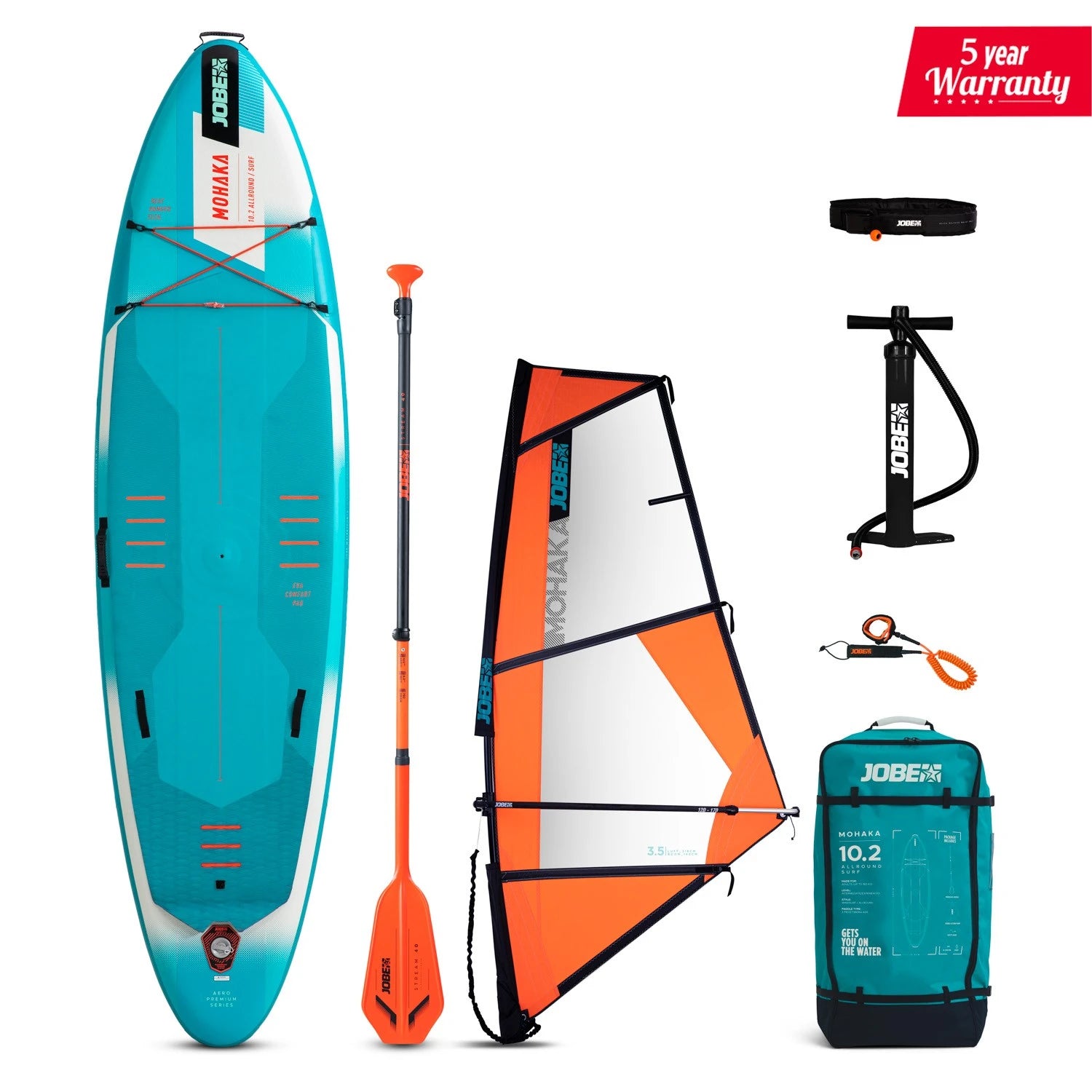 Jobe Mohaka 10.2 Inflatable Paddle Board + SUP Sail 3.5 m2 Package-1