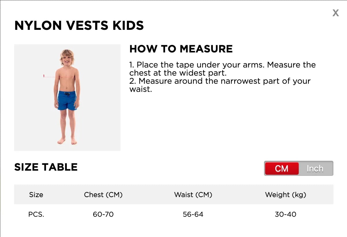 jobe nylon vest kid size