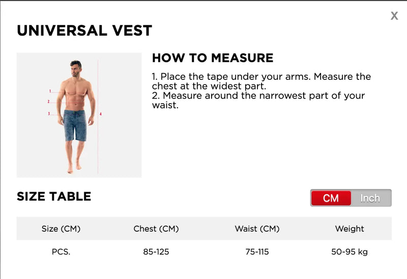 jobe size chart universal